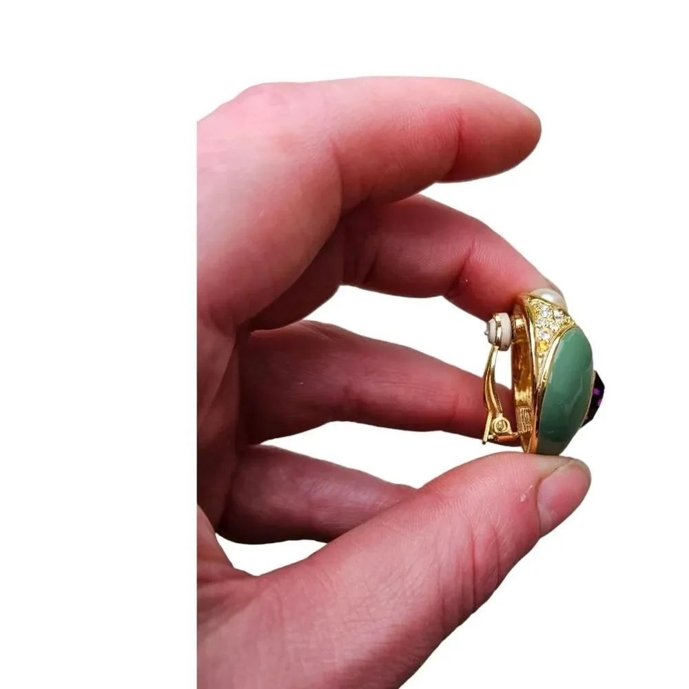 Vintage Funky Joan Rivers Heart Clip-On Earrings - Picture 6 of 8